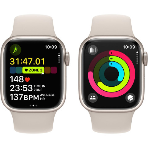 Смартгодинник Apple Watch Series 9 GPS 41mm Starlight Aluminium Case with Starlight Sport Band – M/L